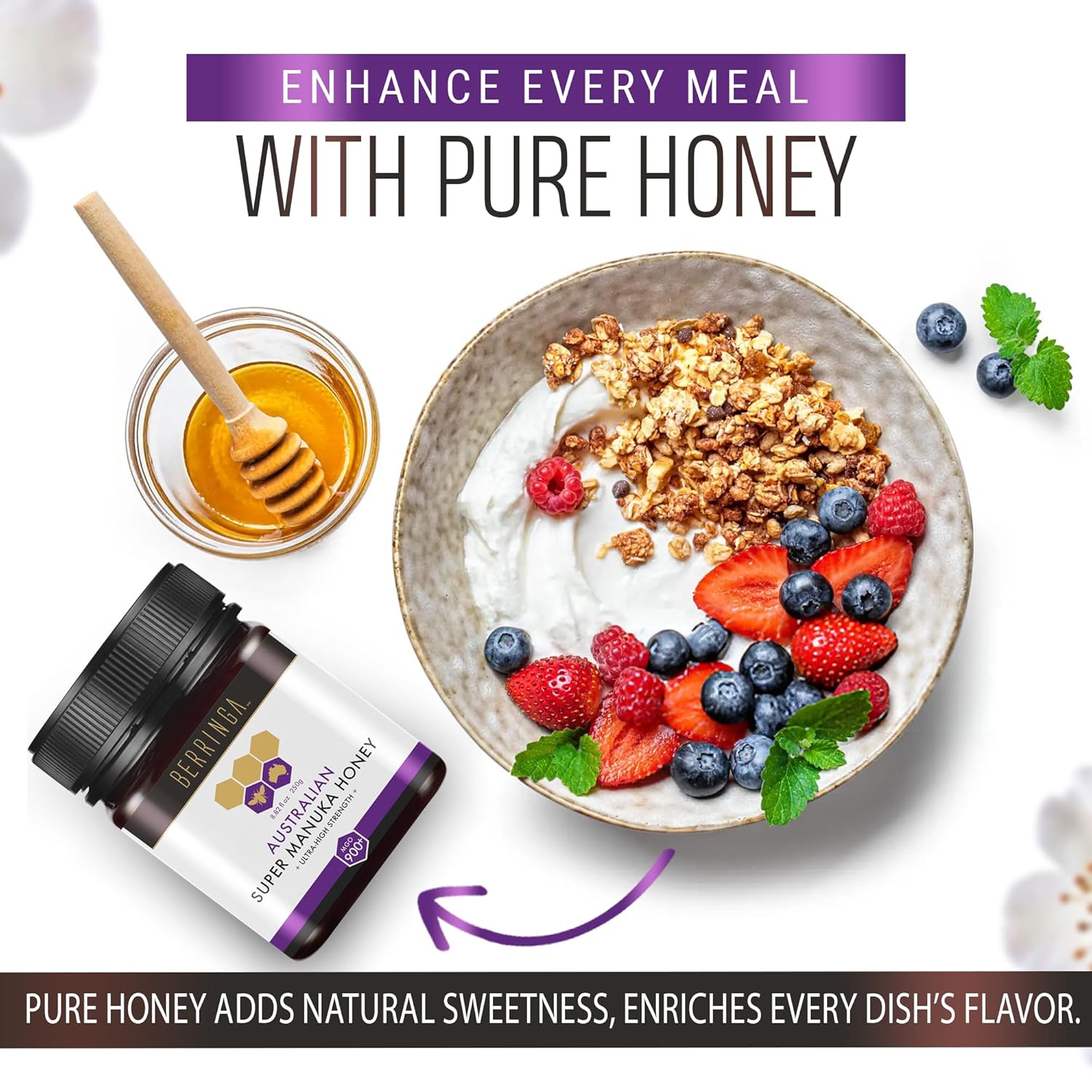 Berringa Manuka Honey Organic MGO 900+ Ultra-High Strength, Supports General Wellbeing & Digestive Balance - 100% Raw, Pure & Unfiltered, Sustainably Sourced from Australia - (8.82 oz) - Image 7