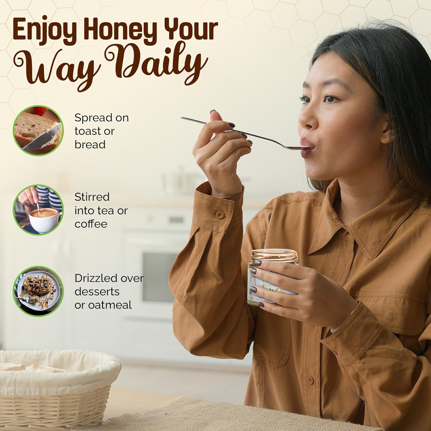 OneRoot Organic Ginseng Infused Honey – 300g / 10.6oz – Pure & Unheated – With Organic Canadian Ginseng Root – Raw Unfiltered Honey - Image 5