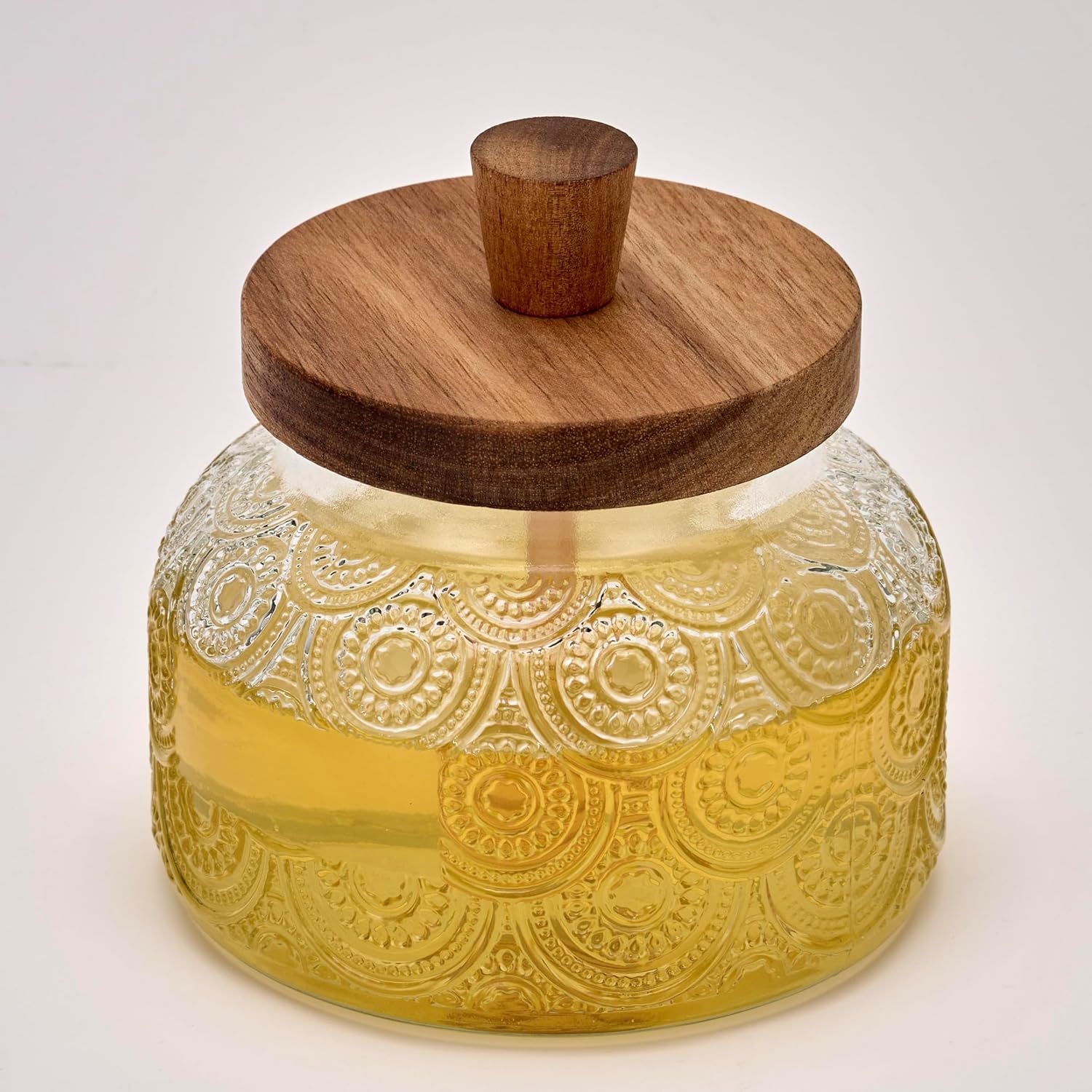 30OZ Honey Jar with Dipper and Lid, Airtight Glass Honey Pot,Honey Dispenser no Drip for Tea Time & Gifting, Elegant Honeycomb Honey Jar - Honey Pot Bottle for Maple Syrup Bee - Image 2