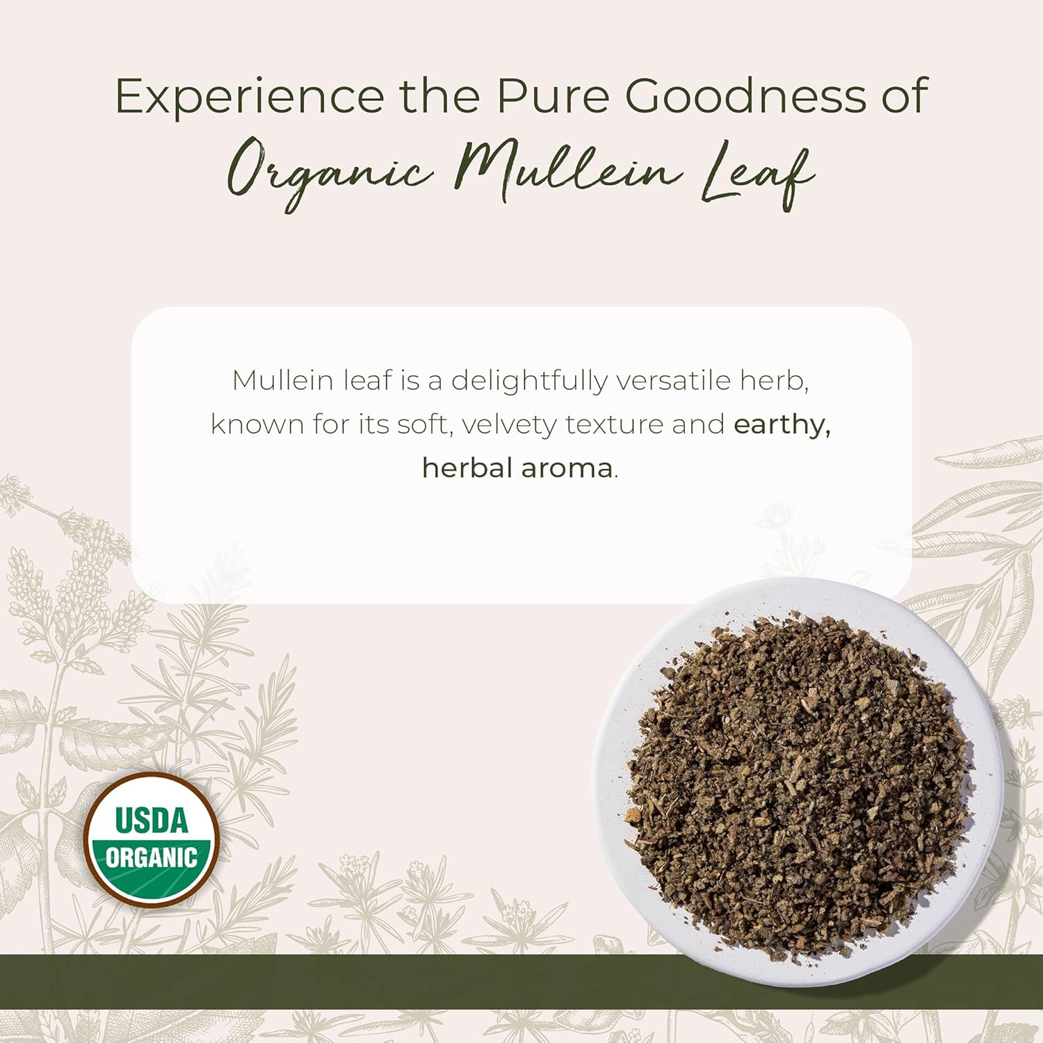 Starwest Botanicals Organic Mullein Leaf - Dried Loose Leaf Herb for Tea, Cut & Sifted, Certified Kosher, Non-GMO - 4 oz Pouch - Image 2