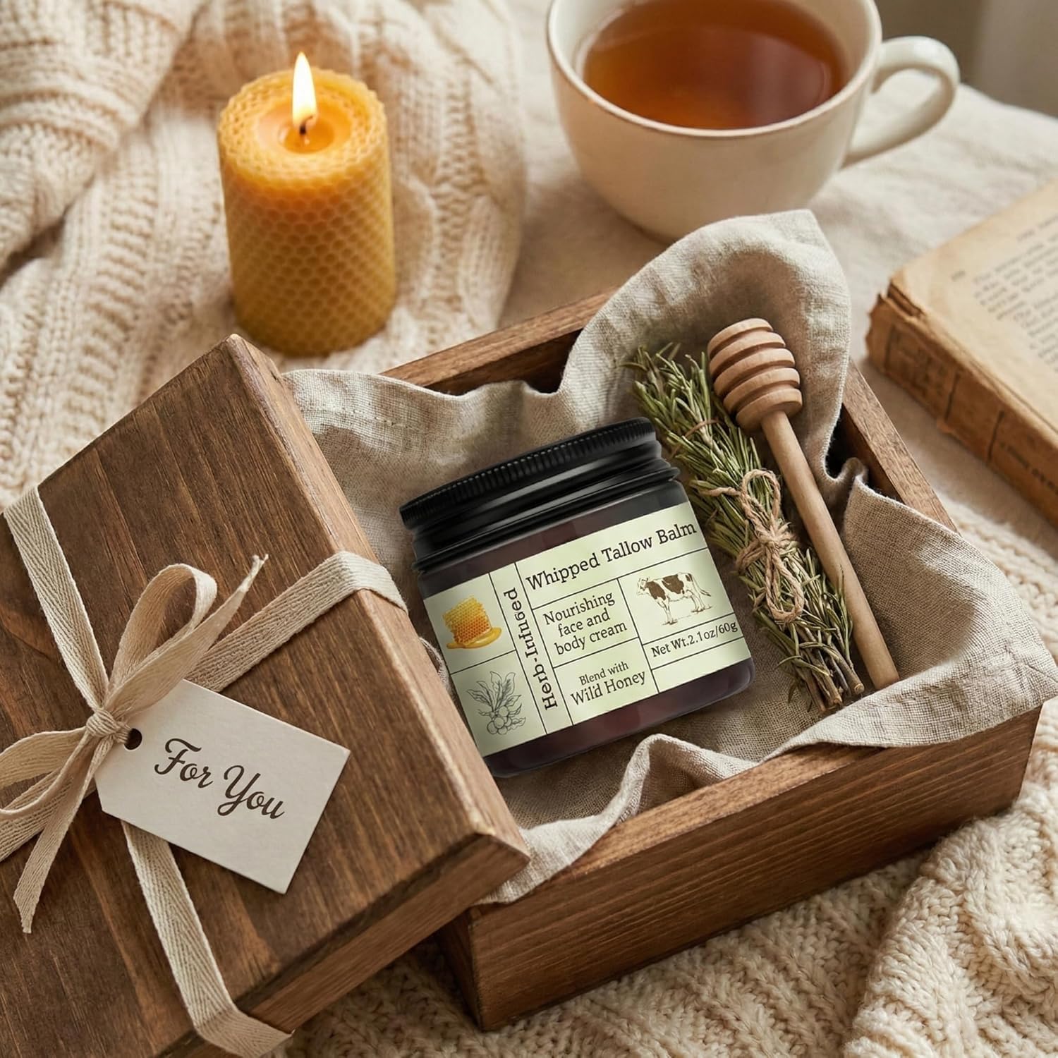 2PCS Beef Tallow for Skin, Grass-Fed Beef Tallow Balm with Raw Honey, Whipped Tallow Face & Body Cream, Natural Moisturizing Tallow Balm, Hydrating Organic Skin Care for Dry, Sensitive & Mature Skin - Image 4