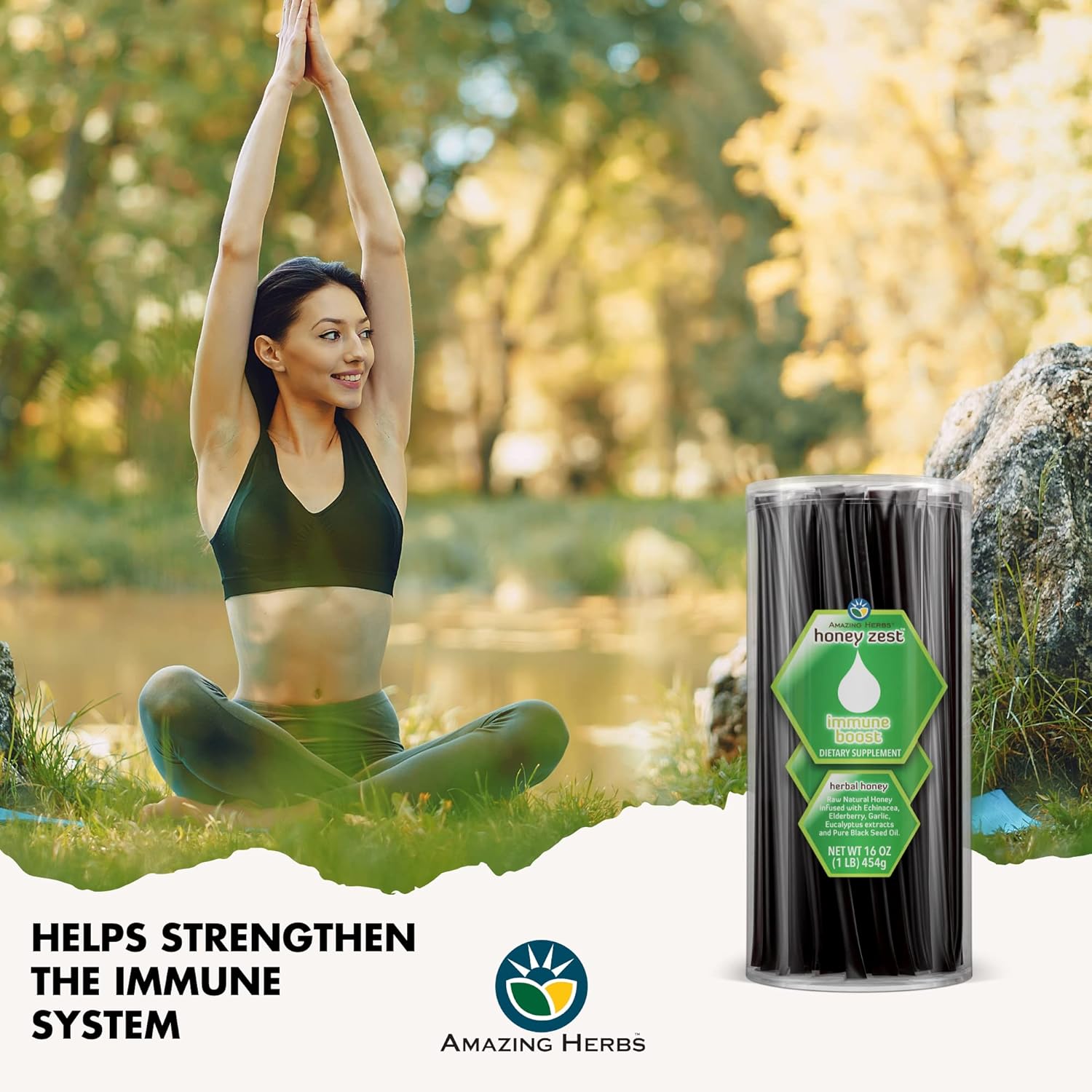 Amazing Herbs Raw Natural Honey - Herbal Honey Infused with Echinacea, Elderberry, Garlic, Eucalyptus Extracts & Pure Black Seed Oil, Non GMO, Gluten Free - Honeyzest Immune Boost Straws, 100 Count - Image 6