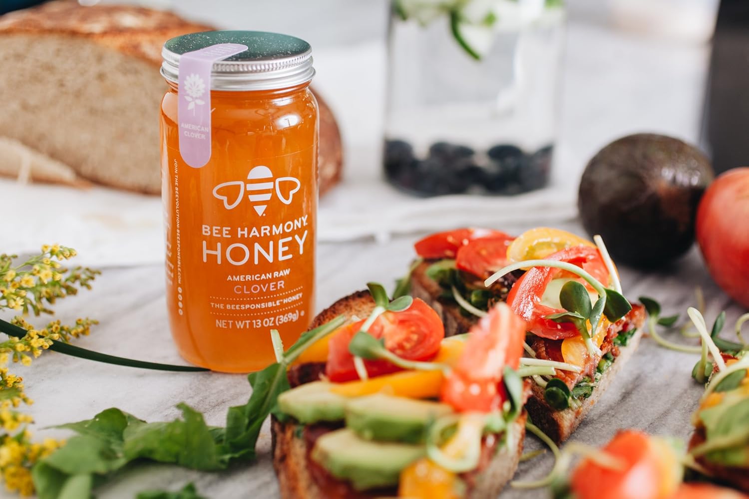 Bee Harmony Raw Clover Honey, 12 OZ (Pack of 2 Jars), Made in the USA - Image 9