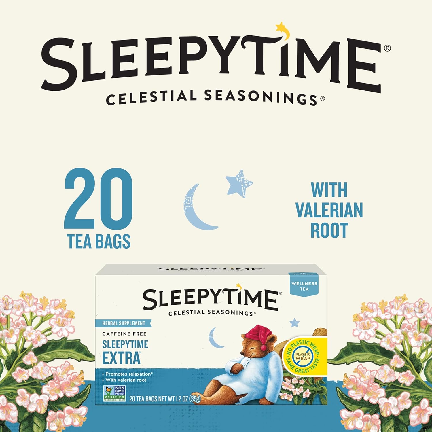 Celestial Seasonings Sleepytime Extra Herbal Tea, 20 Tea Bags Box - Image 3