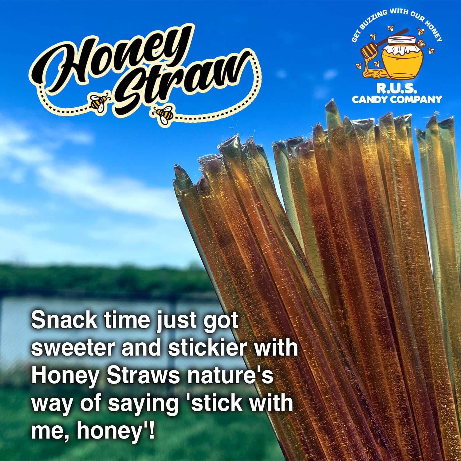 25 Pack Honey Sticks For Tea, Snacking, Single Serve Stir Sticks, Natural Flavor by R.U.S Candy Company- Honey Straws (Wildflower) - Image 4