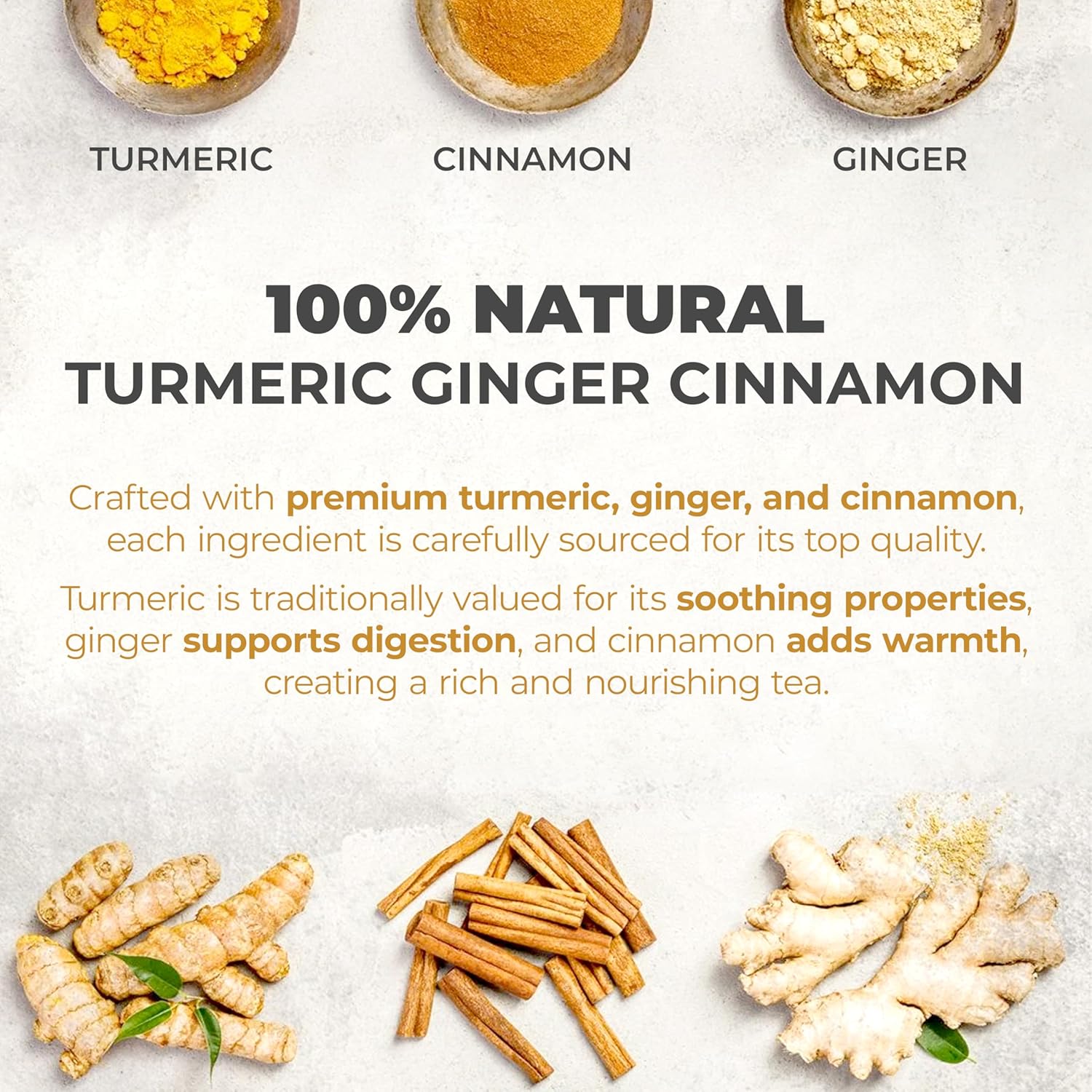 LeafLea 40 Turmeric Ginger Cinnamon Tea Bags, 100% Natural Ingredients Herbal Tea, Turmeric Ginger Herbal Blend for Wellness, Vegan, No Sugar, Caffeine-Free, Individually Wrapped for Freshness - Image 3