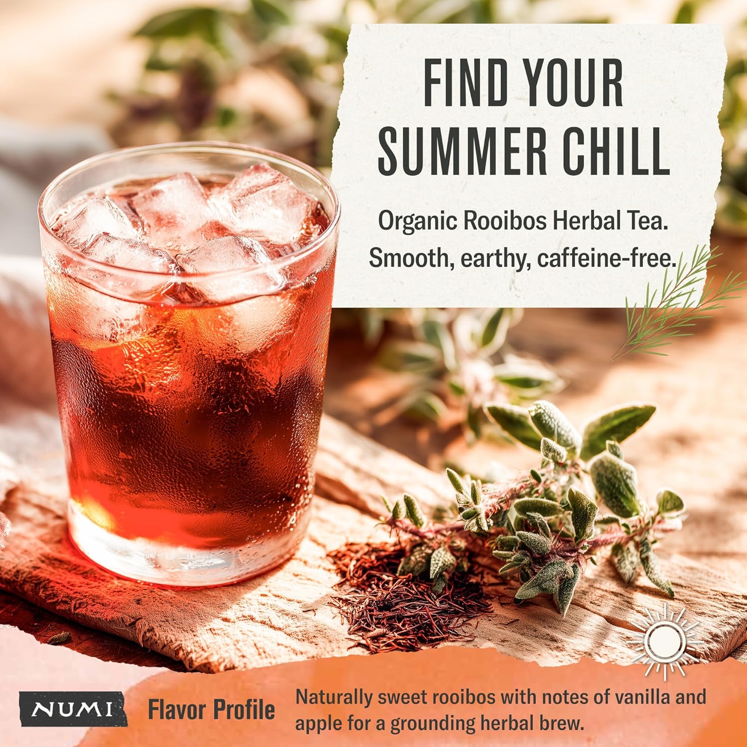 Numi Organic Rooibos Tea, 54 Microplastic Free Bags, Caffeine Free South African Red Tea - Image 2